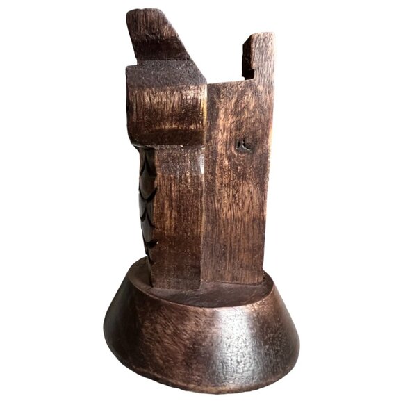 Handcarved Wooden Owl Eye Glasses Holder Stand Detailed 4.75" tall x 3" wide - Picture 10 of 11
